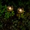 Set of 2 32.25"H Black Metal Stripes Solar Powered Outdoor Lantern with Edison Bulb and Stake